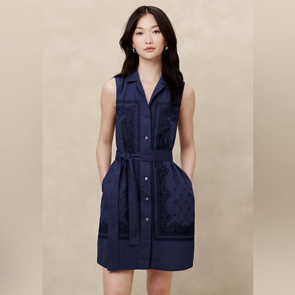 Banana Republic EMBROIDERED POPLIN MINI SHIRTDRESS NWT